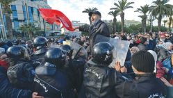 Une manifestation contre le président tunisien Kais Saied, à Tunis, le 14 janvier 2022. © D. R.